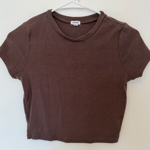 Garage Women’s Medium Chocolate Brown Ribbed Crop Top Fitted Stretchy Chic